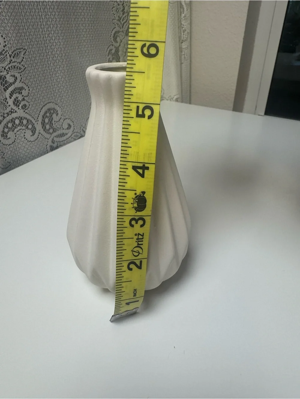 Minimalist White Ceramic Fluted Vase - Home Accents